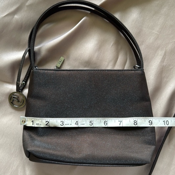 Frankie & Johnny Brown Satin Microfiber Shoulder Crossbody Bag Detachable Strap - Picture 5 of 7